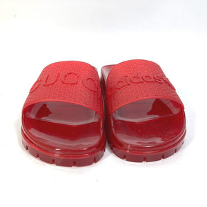 Gucci Sandals 721229 rubber Red logo shoes clear slide Women 9