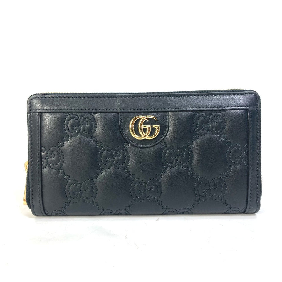 Gucci Long Wallet Purse 723784 leather black Long wallet GG Matelasse Zip Around Wallet mens