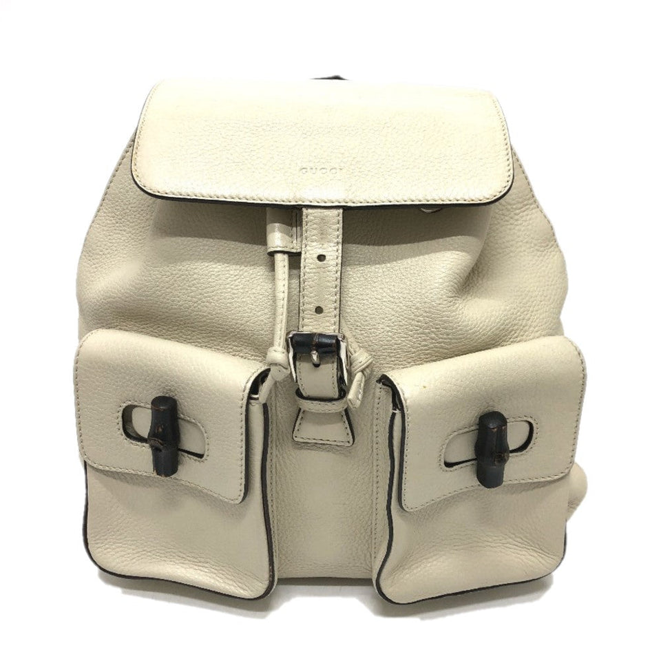 Gucci Backpack 370833 leather White type Bamboo Backpack Women