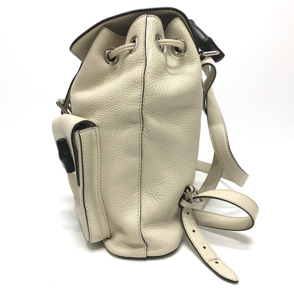 Gucci Backpack 370833 leather White type Bamboo Backpack Women