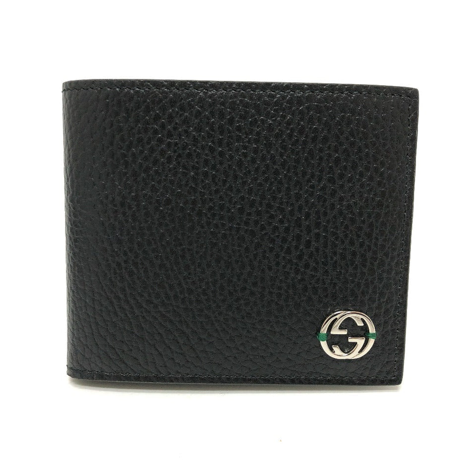 Gucci Folded wallet 610466 leather black Interlocking G mens