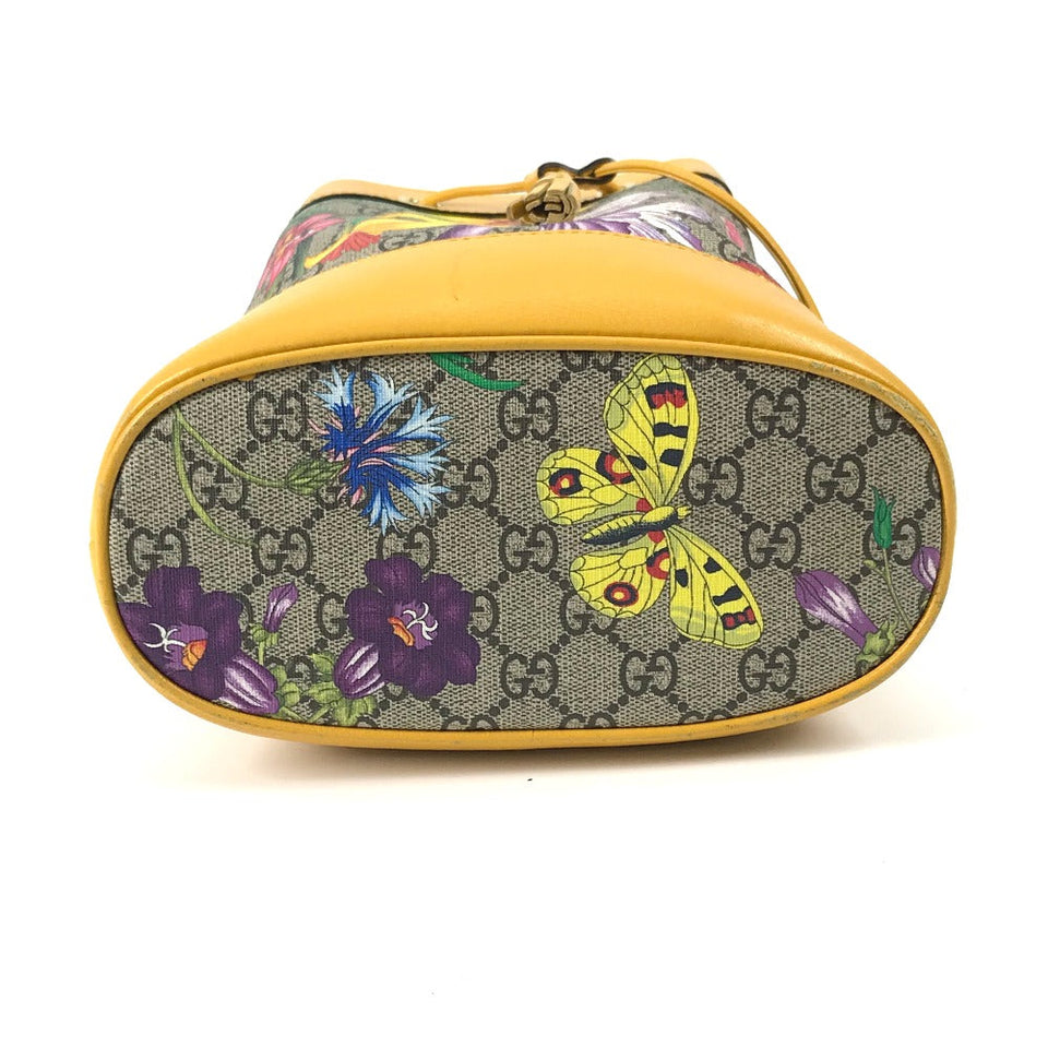 Gucci Handbag 550621 GG Supreme Canvas beige GG Flora Flower Small Bucket Women