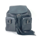 Gucci Backpack 370833 leather black Bamboo backpack fringe tassel Women