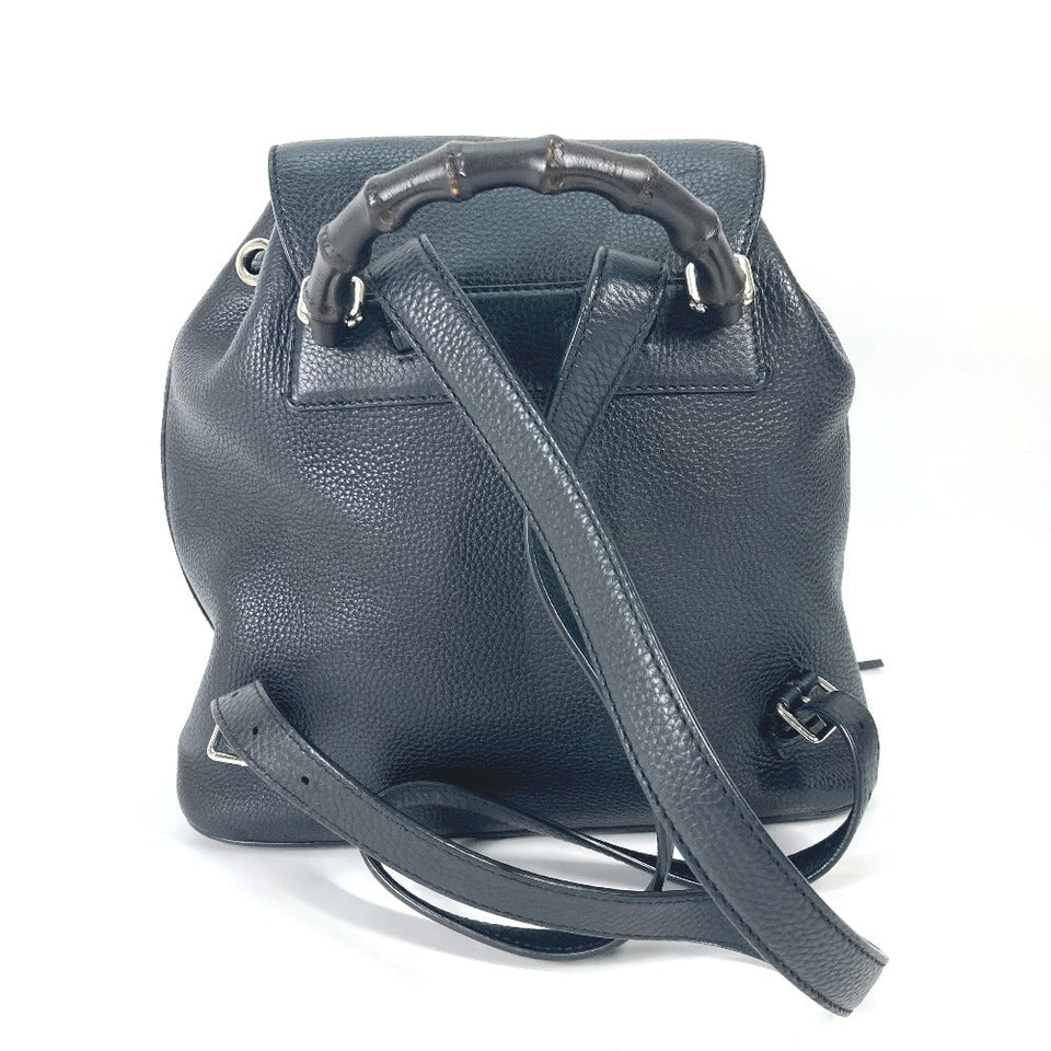 Gucci Backpack 370833 leather black Bamboo backpack fringe tassel Women