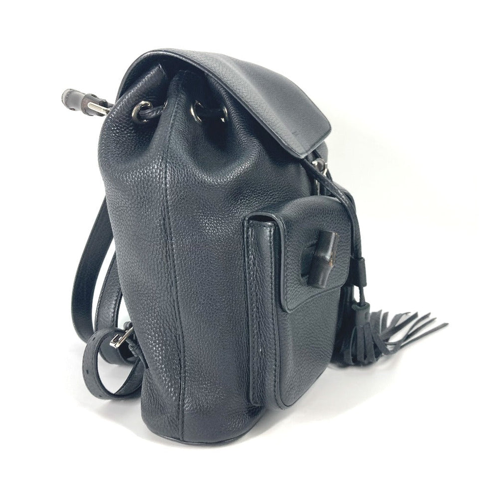 Gucci Backpack 370833 leather black Bamboo backpack fringe tassel Women