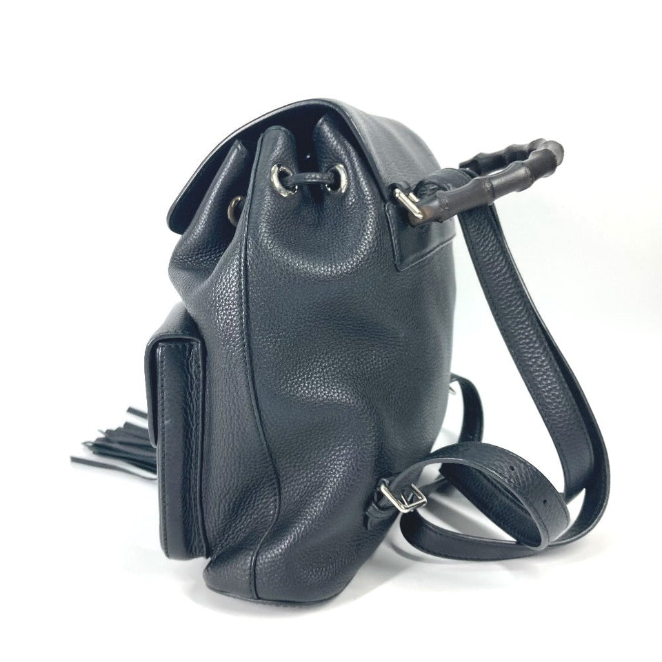 Gucci Backpack 370833 leather black Bamboo backpack fringe tassel Women