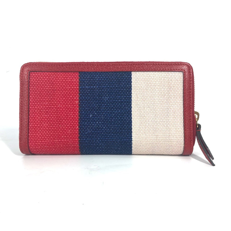 Gucci Long Wallet Purse 524790 Canvas / leather Red Long wallet logo stripe Women