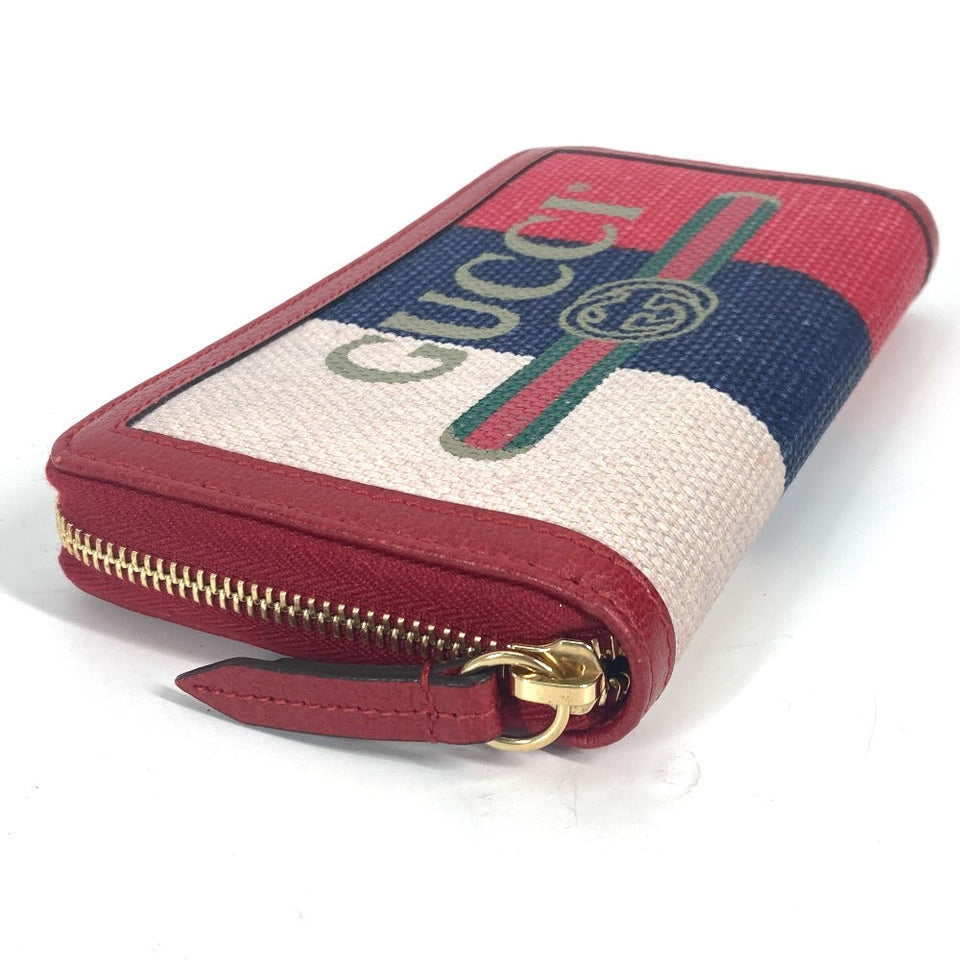 Gucci Long Wallet Purse 524790 Canvas / leather Red Long wallet logo stripe Women