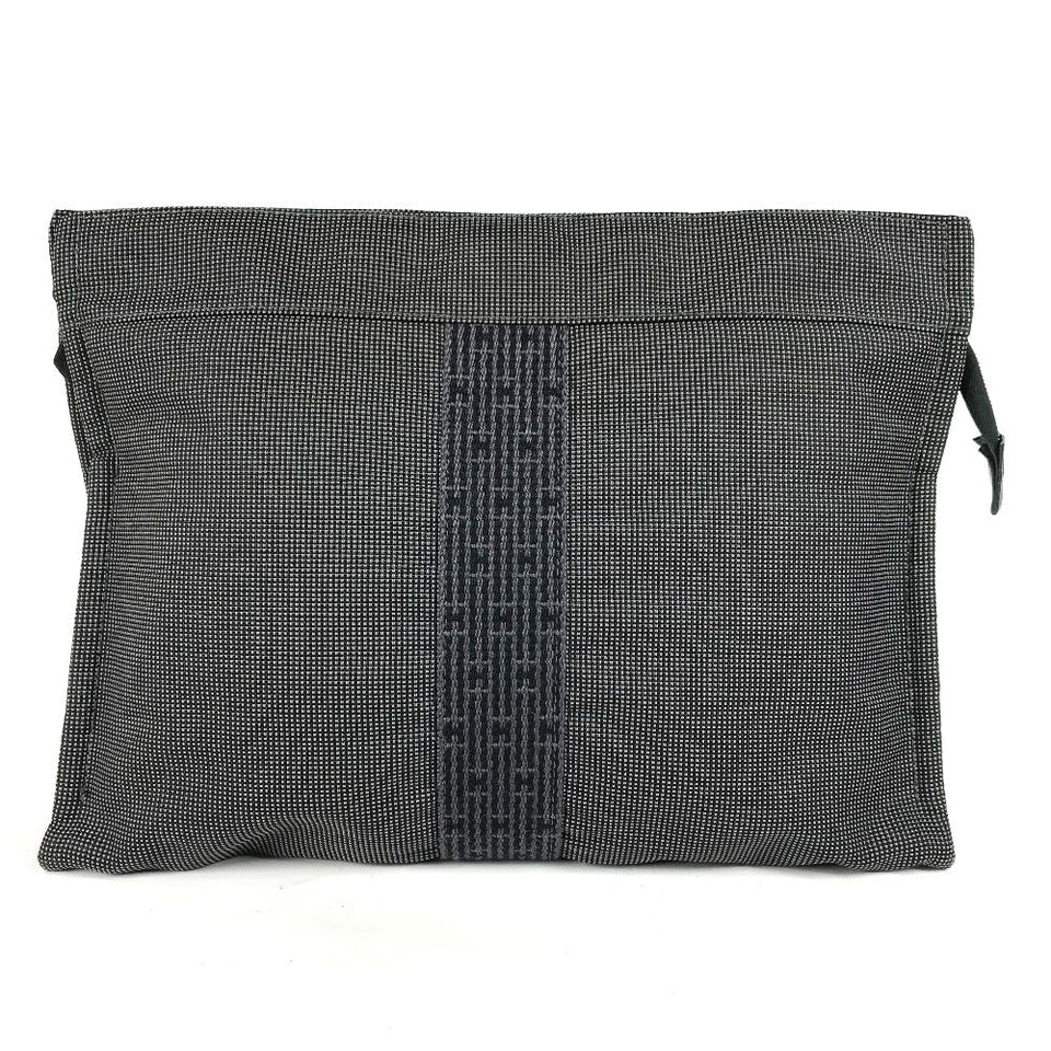 Hermes Pouch canvas gray Her Line Pouch MM unisex(Unisex)