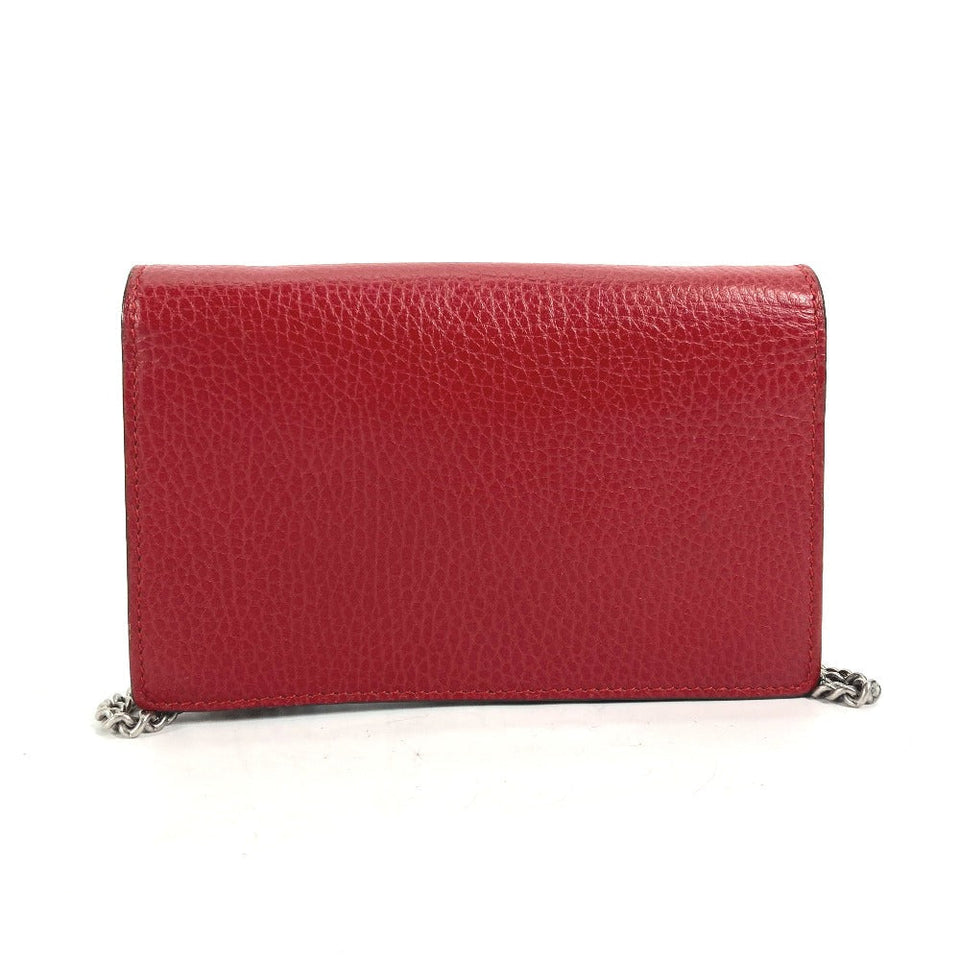 Gucci Shoulder Bag 476432 leather Red 2WAY Bag Pouch Clutch Bag Dionysus Rhinestone Women
