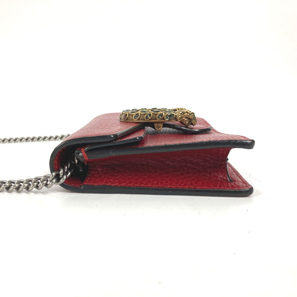 Gucci Shoulder Bag 476432 leather Red 2WAY Bag Pouch Clutch Bag Dionysus Rhinestone Women