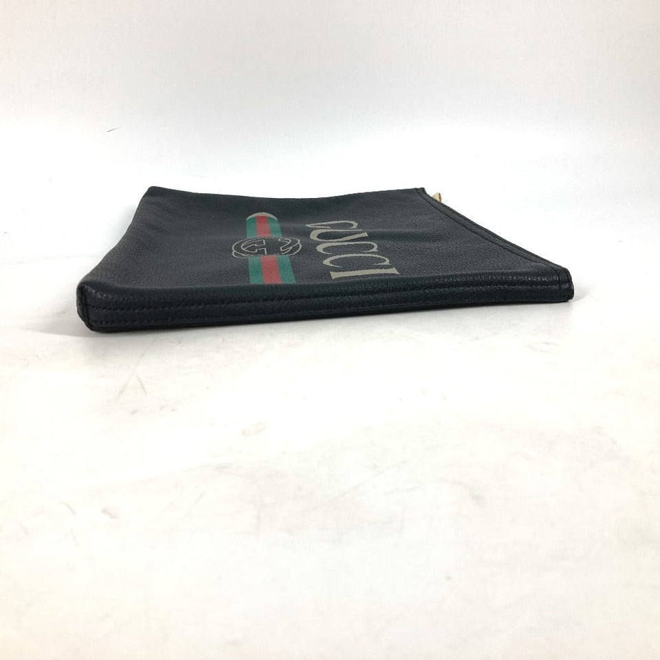 Gucci Clutch bag 500981 leather black logo mens