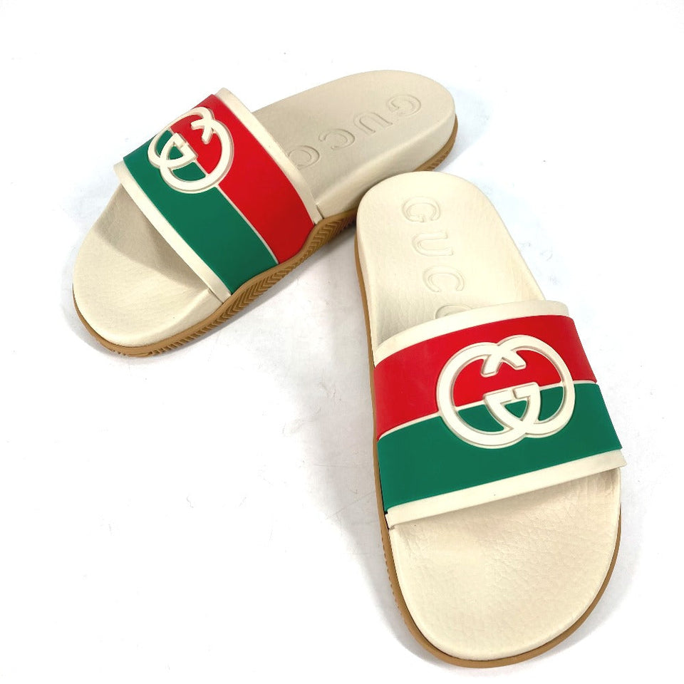 Gucci Sandals 655265 rubber beige Sherry line GG mens 6
