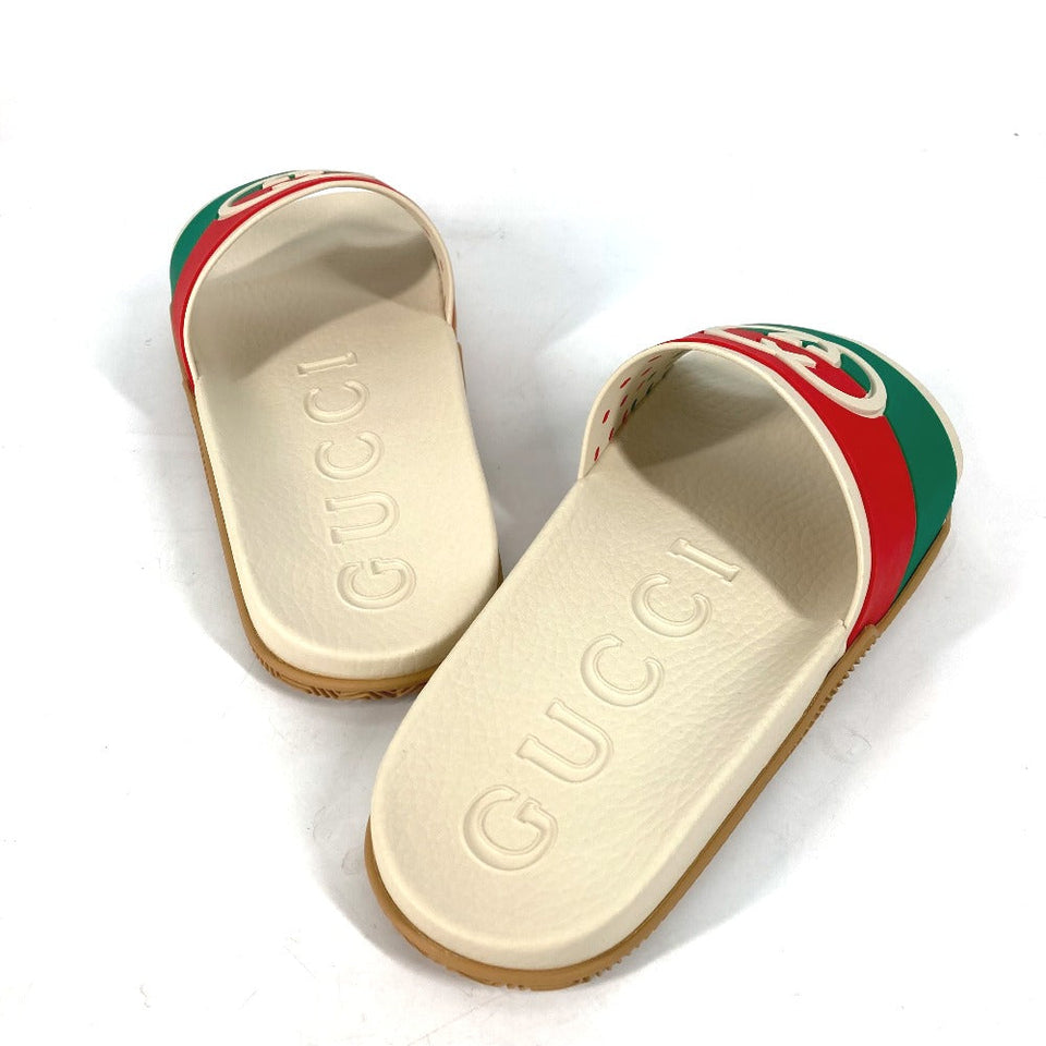 Gucci Sandals 655265 rubber beige Sherry line GG mens 6