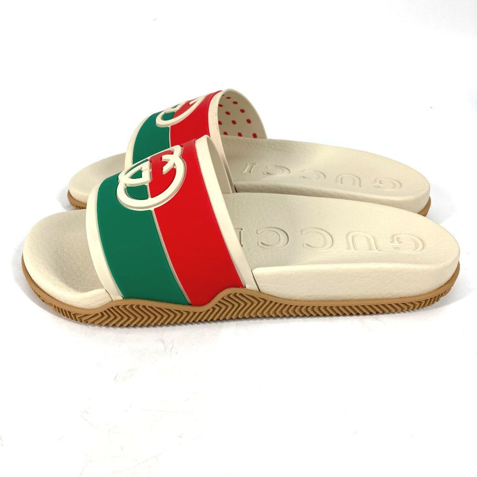 Gucci Sandals 655265 rubber beige Sherry line GG mens 6