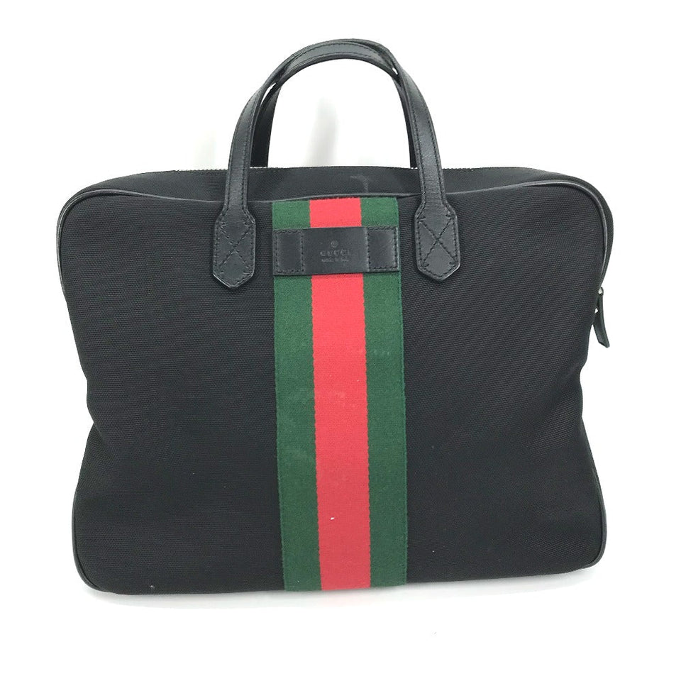 Gucci Tote Bag 630922 Leather / canvas black Sherry line Business bag Women