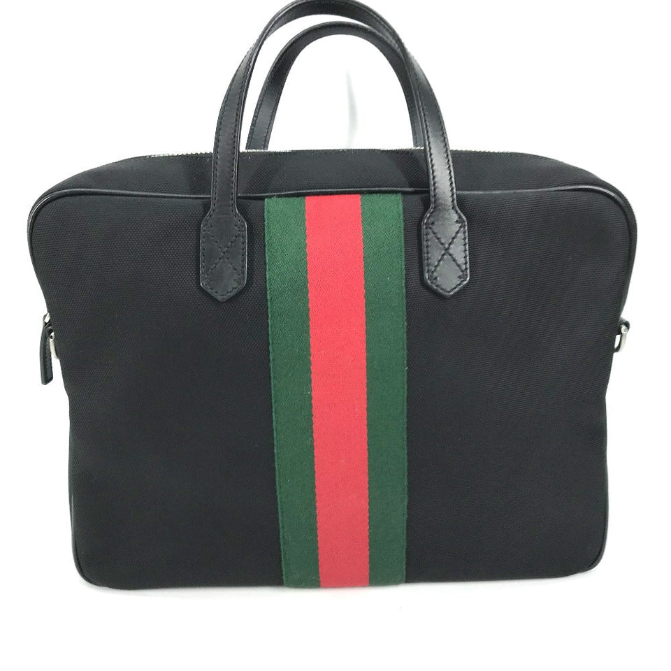 Gucci Tote Bag 630922 Leather / canvas black Sherry line Business bag Women