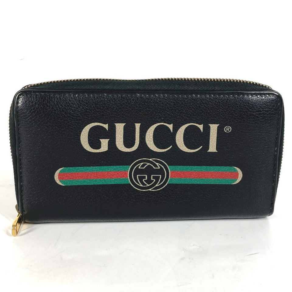 Gucci Long Wallet Purse 496317 leather black logo mens