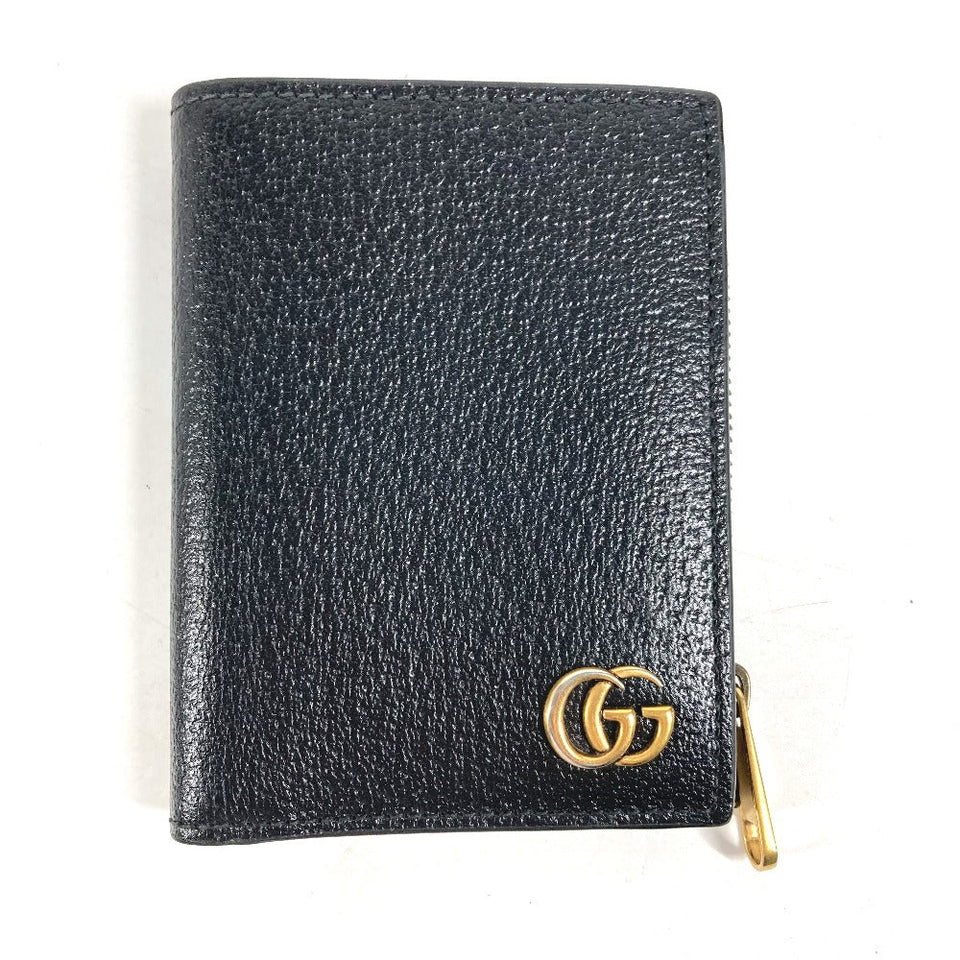 Gucci Folded wallet 760223 leather black Double G Long Wallet Women
