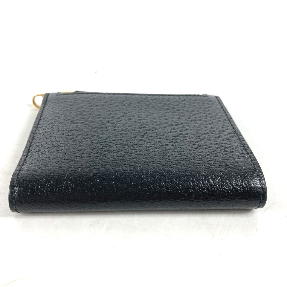 Gucci Folded wallet 760223 leather black Double G Long Wallet Women