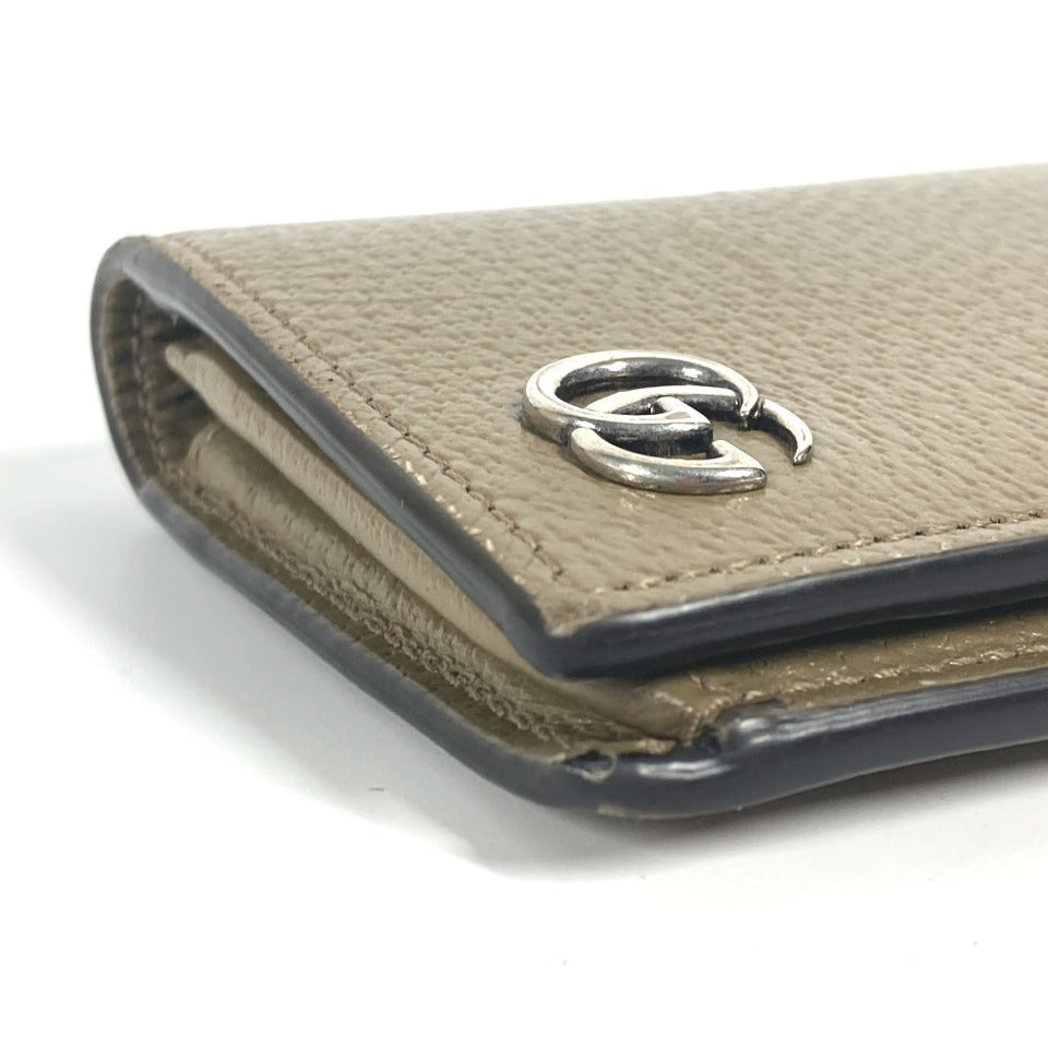 Gucci Long Wallet Purse 428740 leather khaki Long wallet Double G GG Marmont mens