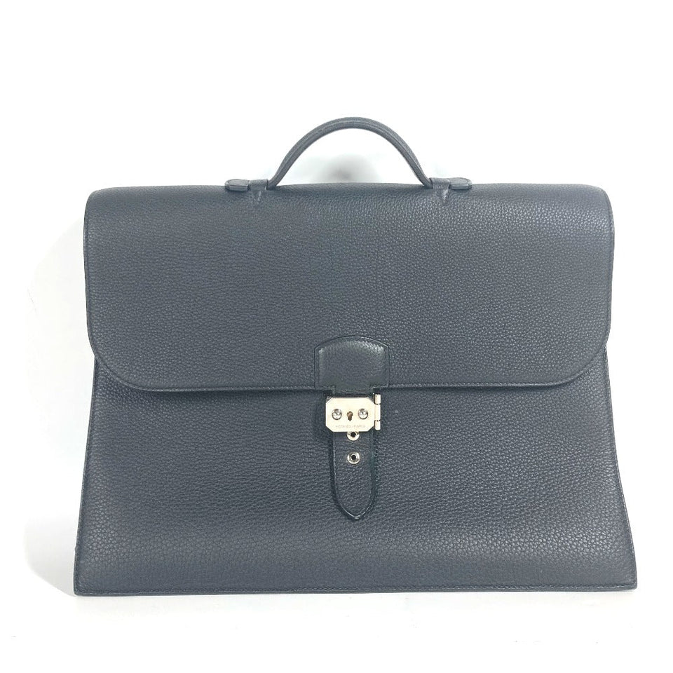 Hermes Business bag Togo black Briefcase Sac Adepeche 38 mens