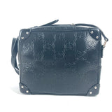 Gucci Shoulder Bag 626363 leather black Pochette GG embossed logo mens