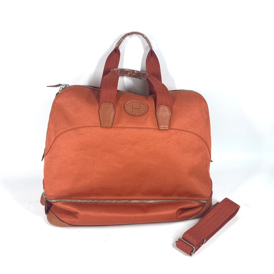Hermes Boston Duffel bag Towal chevron Orange Sports Bag Shoulder Bag Sac de Golf 47 unisex(Unisex)