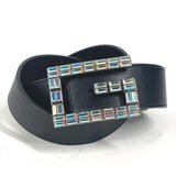 Gucci belt 550106 leather black Sequin GG logo crystal Women