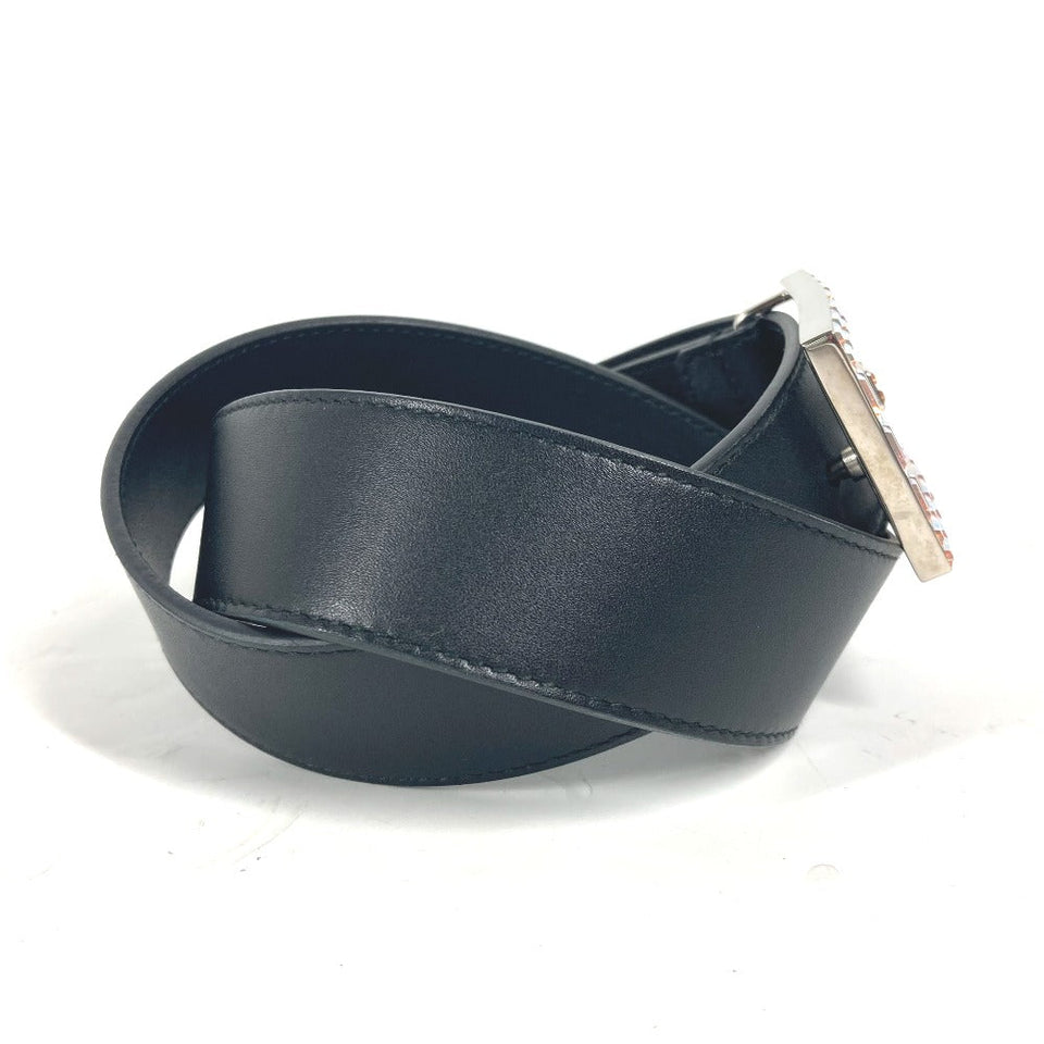 Gucci belt 550106 leather black Sequin GG logo crystal Women