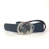 Gucci belt 411924 Leather / canvas Navy GG interlocking G Women 75