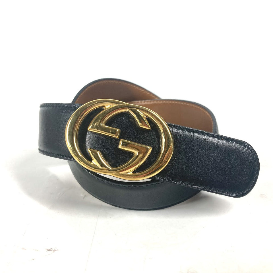 Gucci belt 036 519 2964 leather black vintage GG logo buckle 65