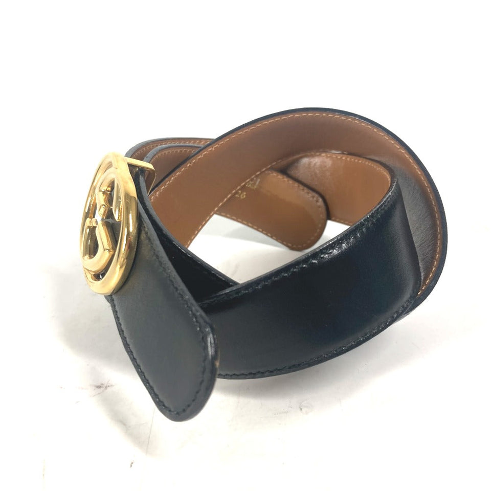 Gucci belt 036 519 2964 leather black vintage GG logo buckle 65
