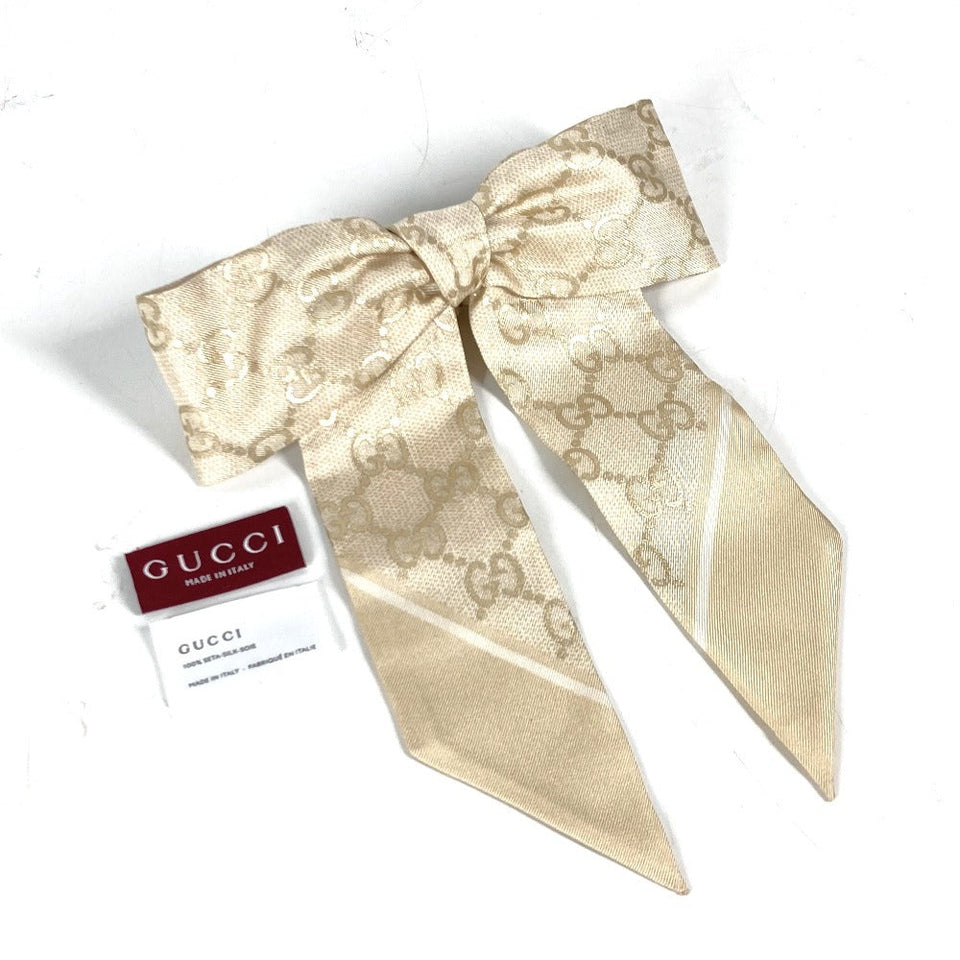 Gucci hair accessory 816541 silk gold GG silk jacquard scrunchie