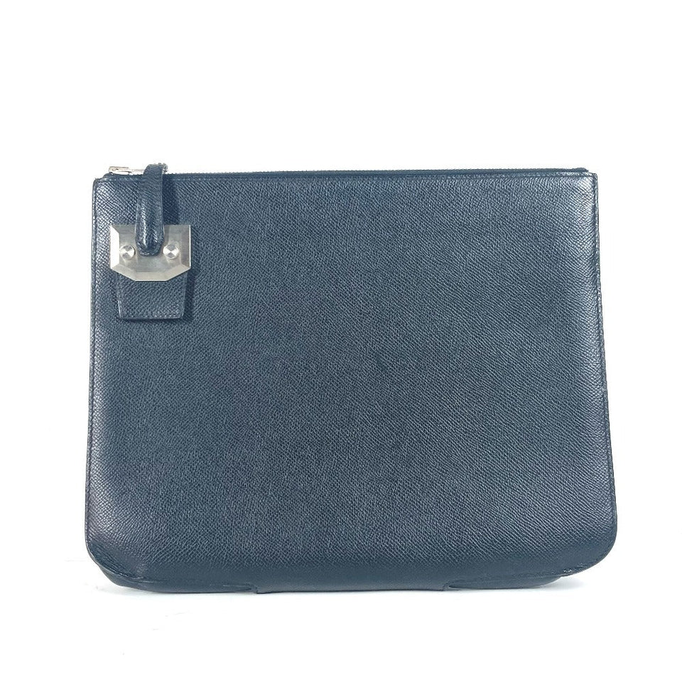 Hermes Clutch bag Epsom black logo City Hall business bag PM unisex(Unisex)