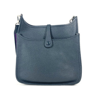 Hermes Shoulder Bag Taurillon Clemence Navy Punching H logo Evelyn 3 PM unisex(Unisex)