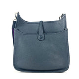 Hermes Shoulder Bag Taurillon Clemence Navy Punching H logo Evelyn 3 PM unisex(Unisex)