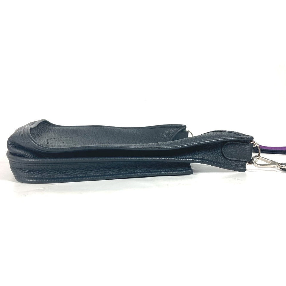 Hermes Shoulder Bag Taurillon Clemence Navy Punching H logo Evelyn 3 PM unisex(Unisex)