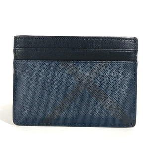 Burberry Card Case Leather / PVC Navy check unisex(Unisex)