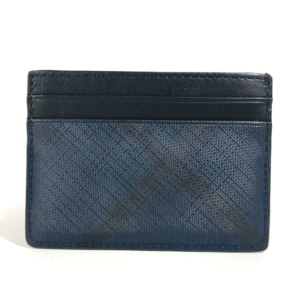 Burberry Card Case Leather / PVC Navy check unisex(Unisex)
