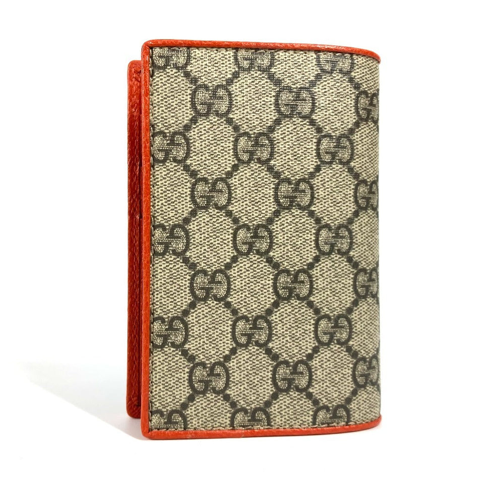 Gucci passport case 586257 GG Supreme canvas, leather Orange GG Supreme logo unisex(Unisex)