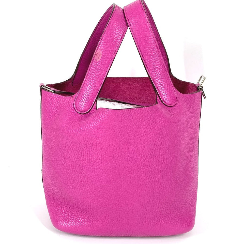 Hermes Handbag Taurillon Clemence pink Picotan Lock PM Women