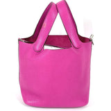 Hermes Handbag Taurillon Clemence pink Picotan Lock PM Women