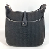 Hermes Shoulder Bag Leather / canvas black Punching logo Evelyn2 PM Evelyn