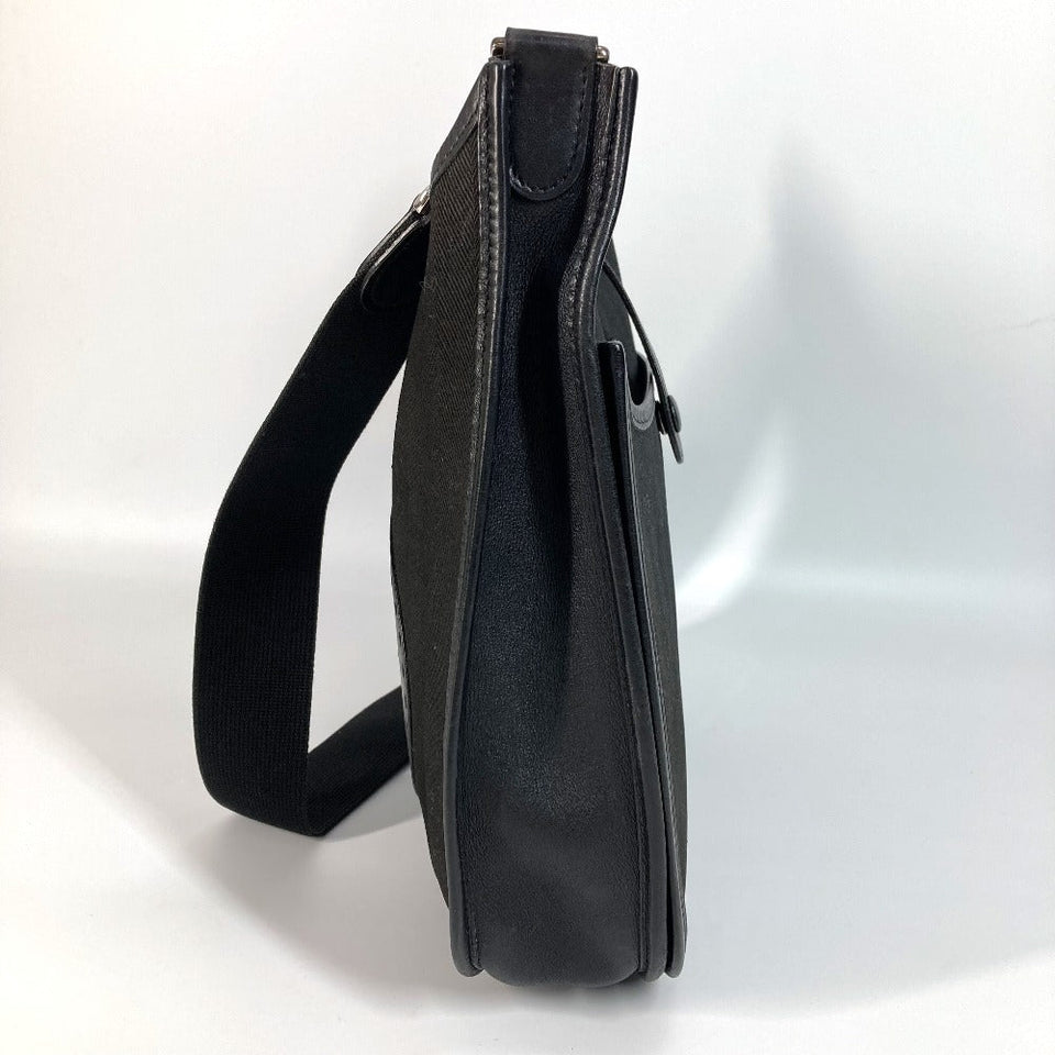 Hermes Shoulder Bag Leather / canvas black Punching logo Evelyn2 PM Evelyn