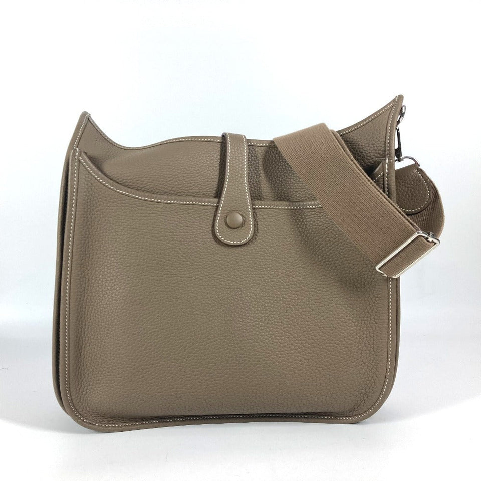 Hermes Shoulder Bag Taurillon Clemence beige Evelyn 3 GM unisex(Unisex)