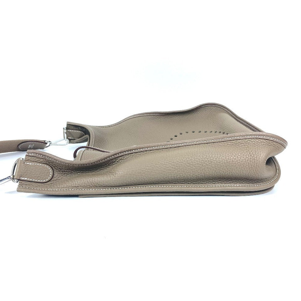 Hermes Shoulder Bag Taurillon Clemence beige Evelyn 3 GM unisex(Unisex)
