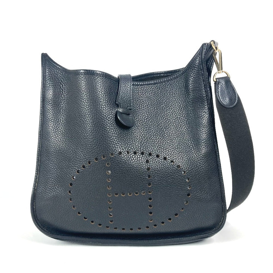Hermes Shoulder Bag Taurillon Clemence black Evelyn 2 GM unisex(Unisex)