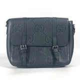 Gucci Shoulder Bag 760234 leather black GG JUMBO MD Jumbo GG Medium Messenger Bag unisex(Unisex)