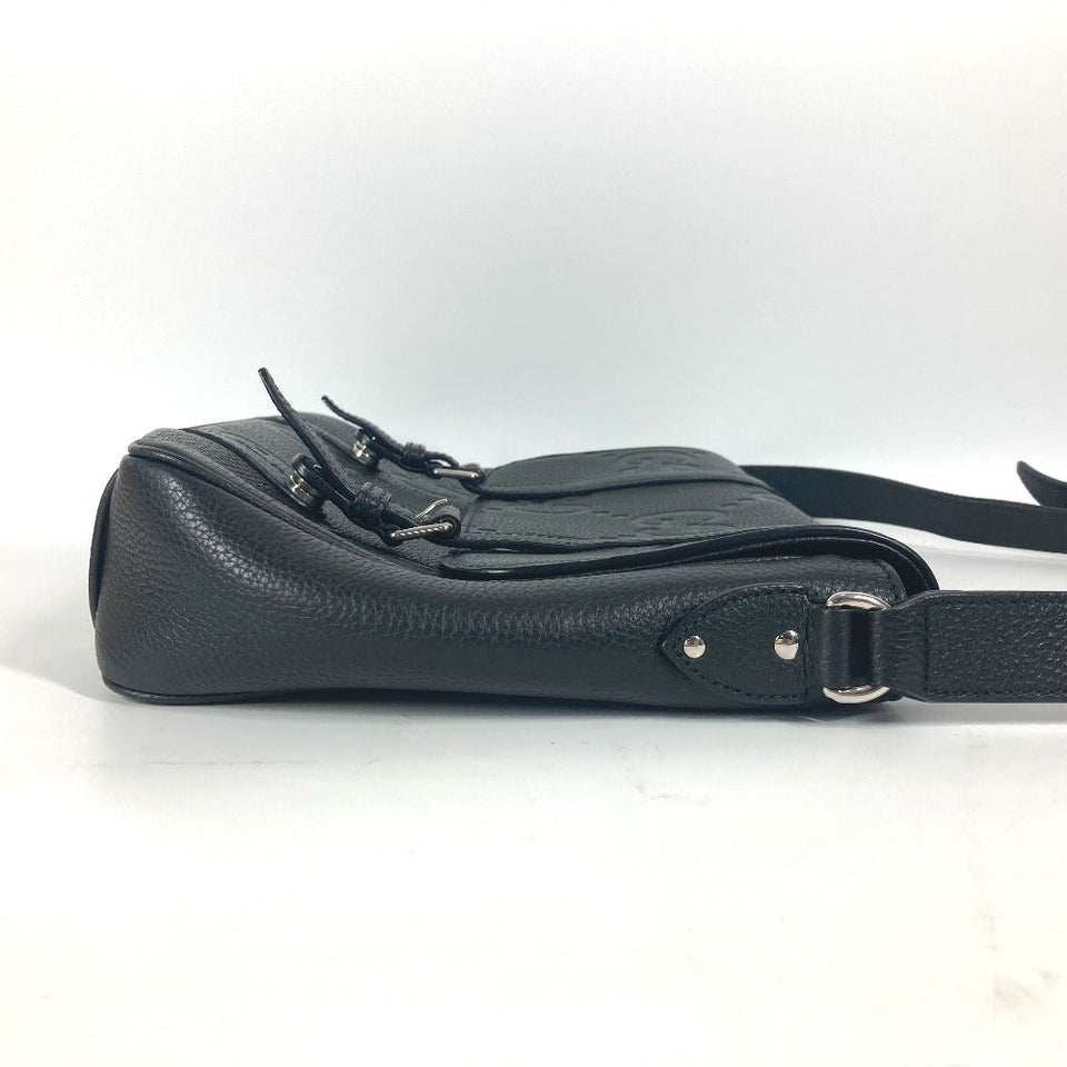 Gucci Shoulder Bag 760234 leather black GG JUMBO MD Jumbo GG Medium Messenger Bag unisex(Unisex)